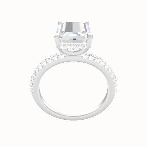 illusion Pave Engagement Ring With Low Set Pave  Hidden Halo Head