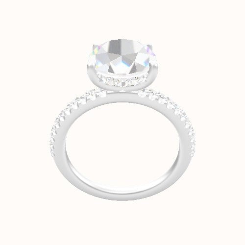 illusion Pave Engagement Ring With Low Set Pave  Hidden Halo Head