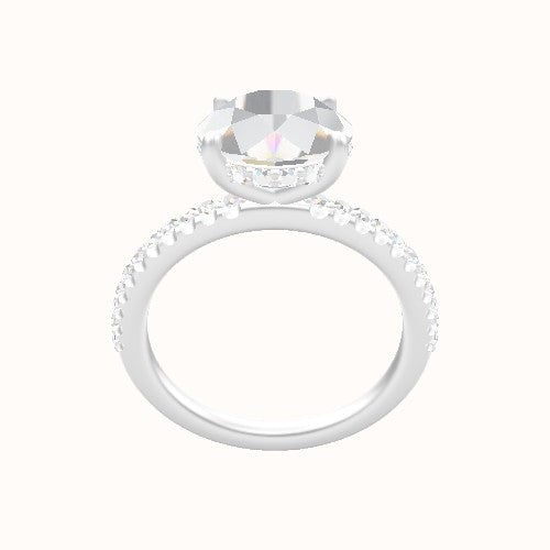illusion Pave Engagement Ring With Low Set Pave  Hidden Halo Head