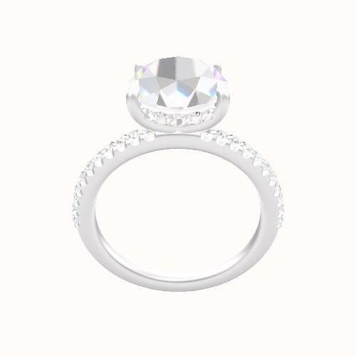 illusion Pave Engagement Ring With Low Set Pave  Hidden Halo Head