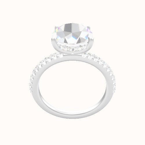 illusion Pave Engagement Ring With Low Set Pave  Hidden Halo Head