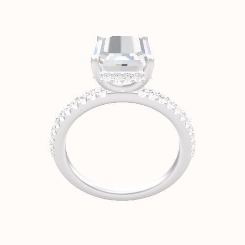 illusion Pave Engagement Ring With Low Set Pave  Hidden Halo Head