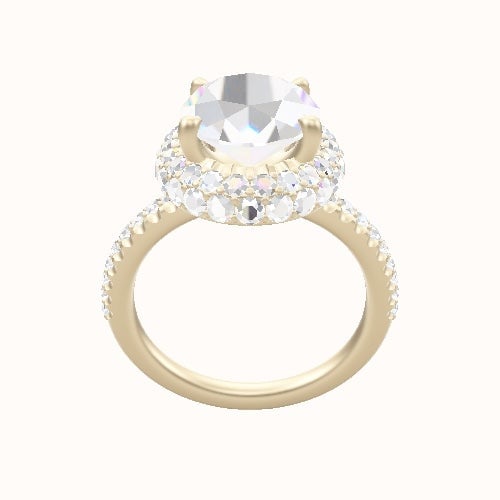 illusion Pave Engagement Ring With Low Set Waterfall Halo Head