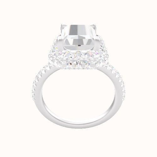illusion Pave Engagement Ring With Low Set Waterfall Halo Head