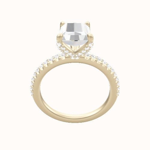 illusion Pave Engagement Ring With Pave Petal Four Prong Head