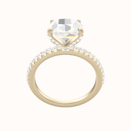 illusion Pave Engagement Ring With Pave Petal Four Prong Head