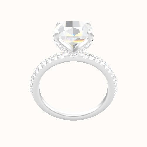 illusion Pave Engagement Ring With Pave Petal Four Prong Head