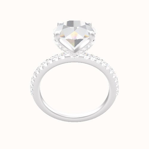 illusion Pave Engagement Ring With Pave Petal Four Prong Head