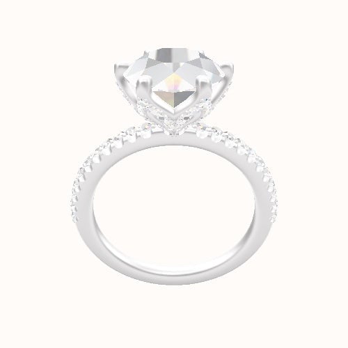 illusion Pave Engagement Ring With Pave Petal Six Prong Head