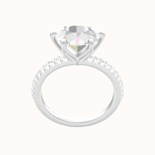 illusion Pave Engagement Ring With Petal Six Prong Head