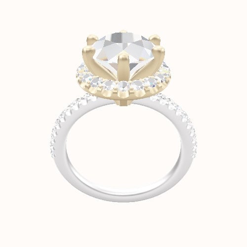 illusion Pave Engagement Ring With Six Prong Halo Head