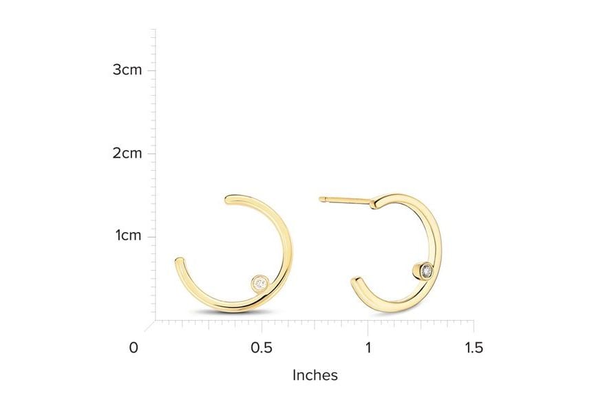 14kt Yellow Gold/Crescent Earring/measurement