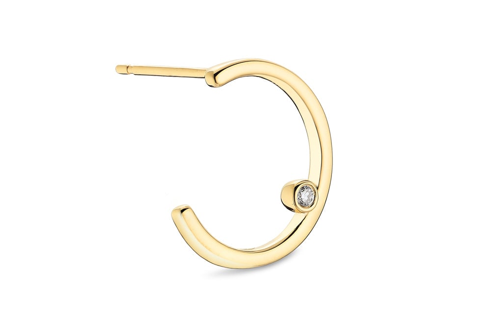 14kt Yellow Gold/Crescent Earring/side