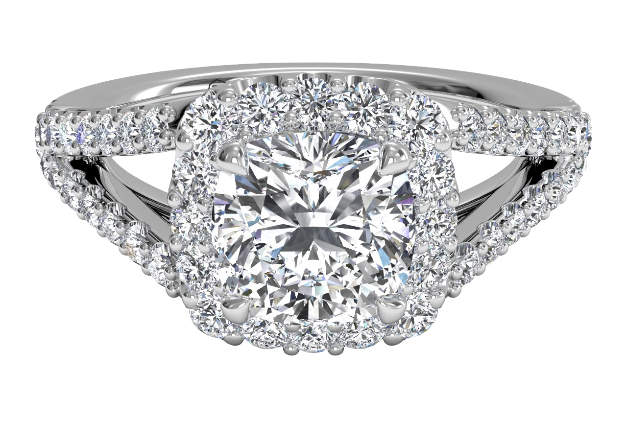 14kt White Gold/18kt white gold/platinum/cushion/top