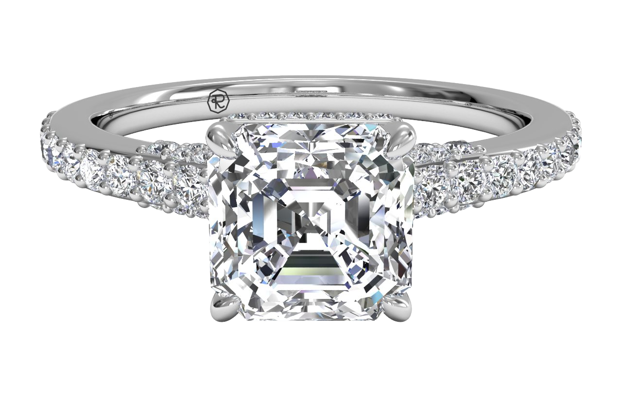 14kt White Gold/asscher/top