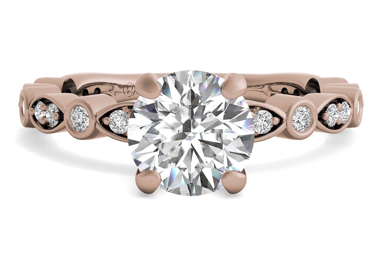 18kt Rose Gold/round/top