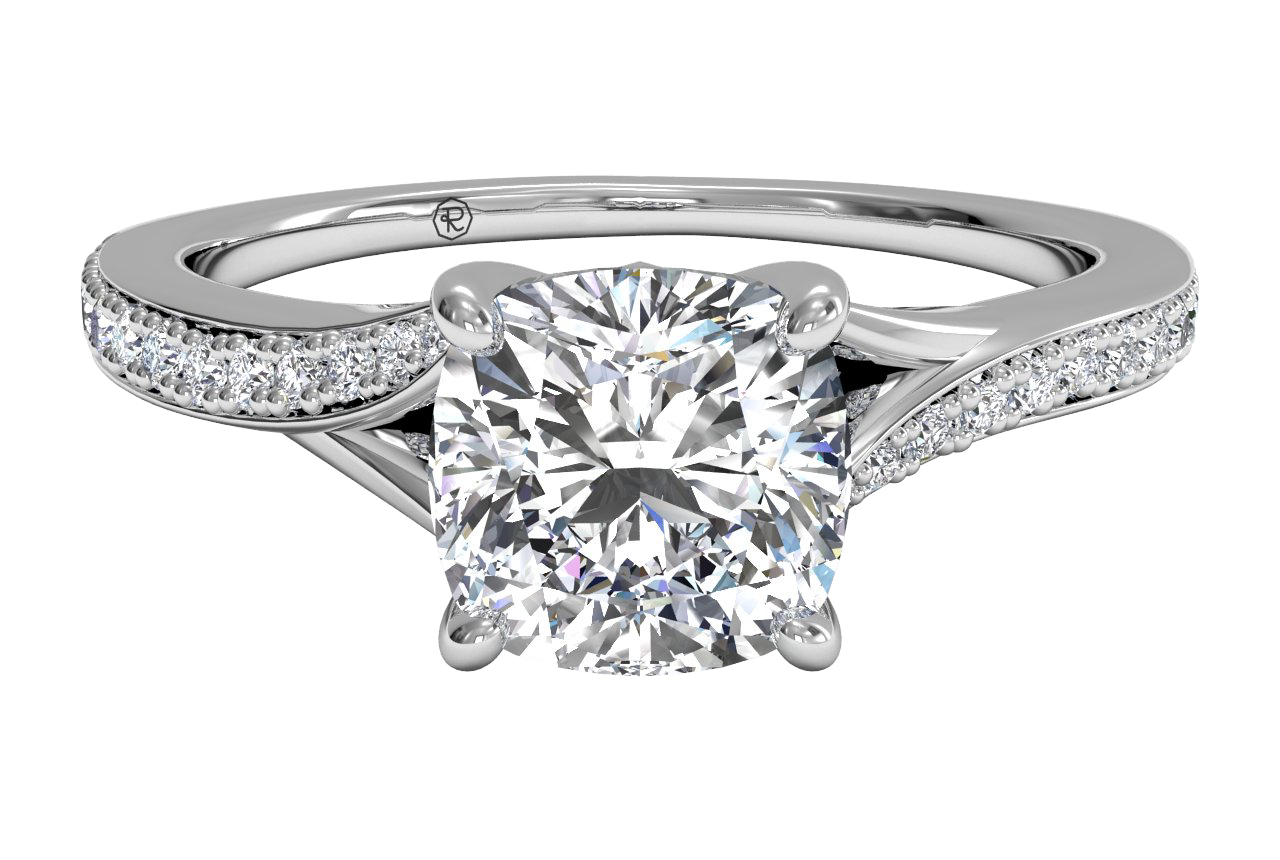 14kt White Gold/cushion/top