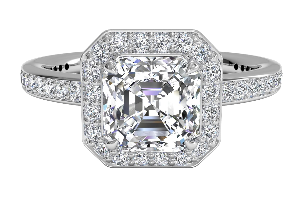 14kt White Gold/asscher/top