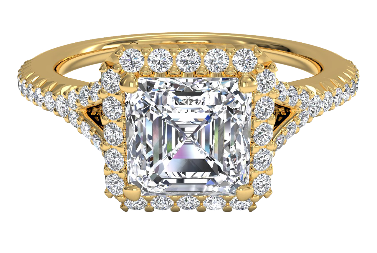 18kt Yellow Gold/asscher/top