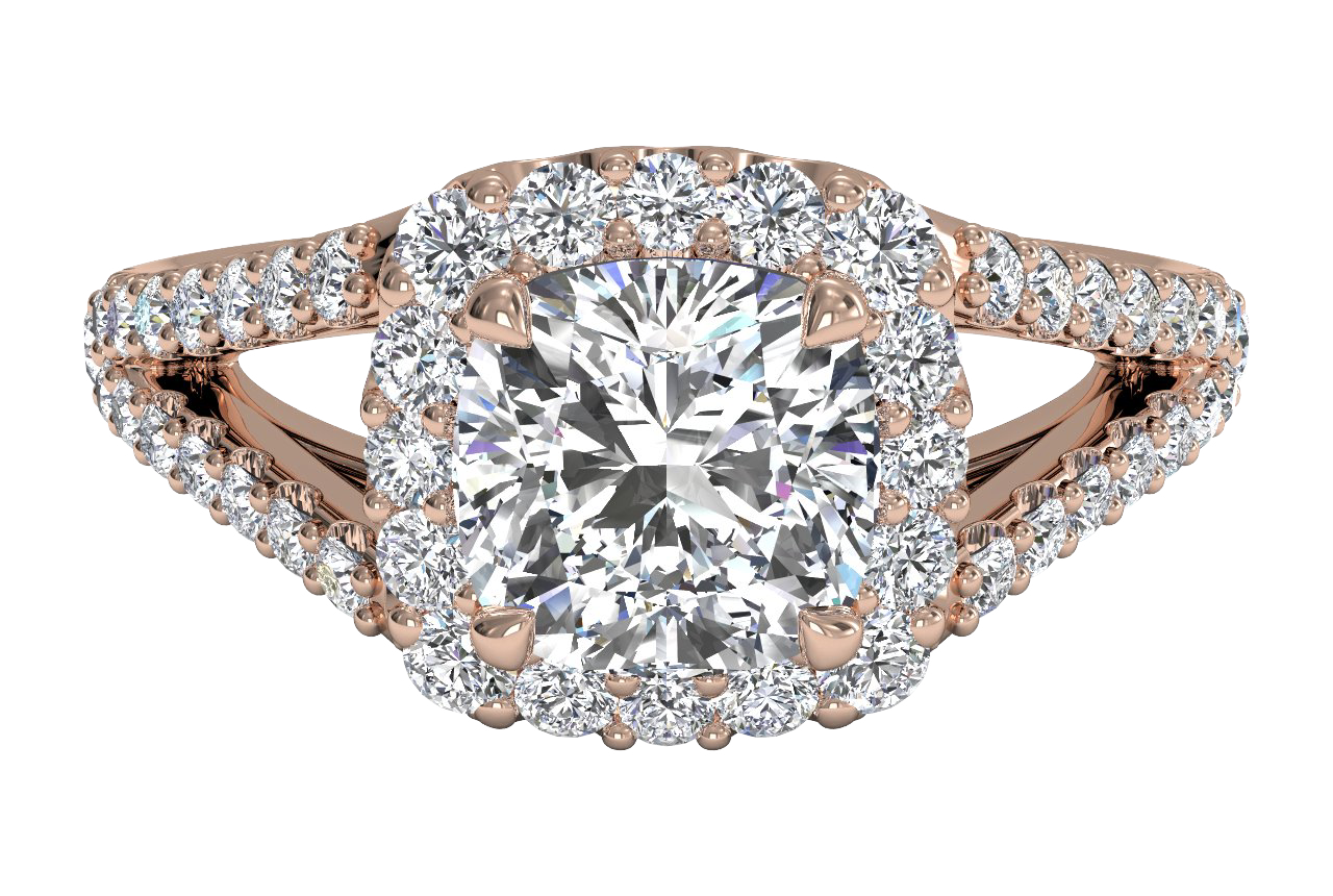 18kt Rose Gold/cushion/top