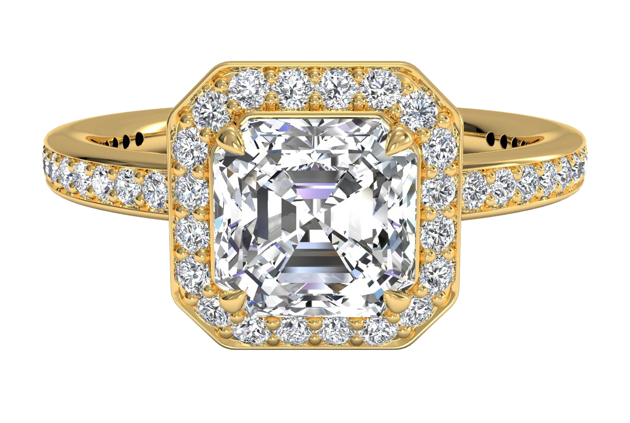 18kt Yellow Gold/asscher/top