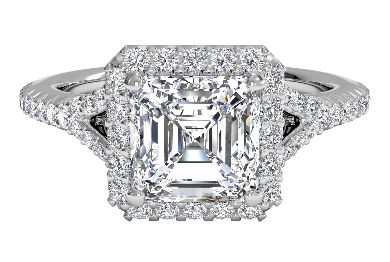 14kt White Gold/asscher/top