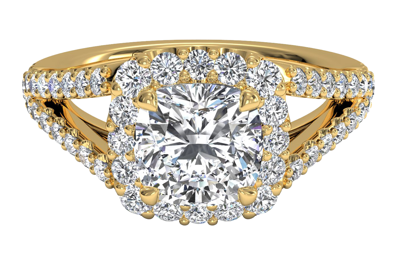 18kt Yellow Gold/cushion/top