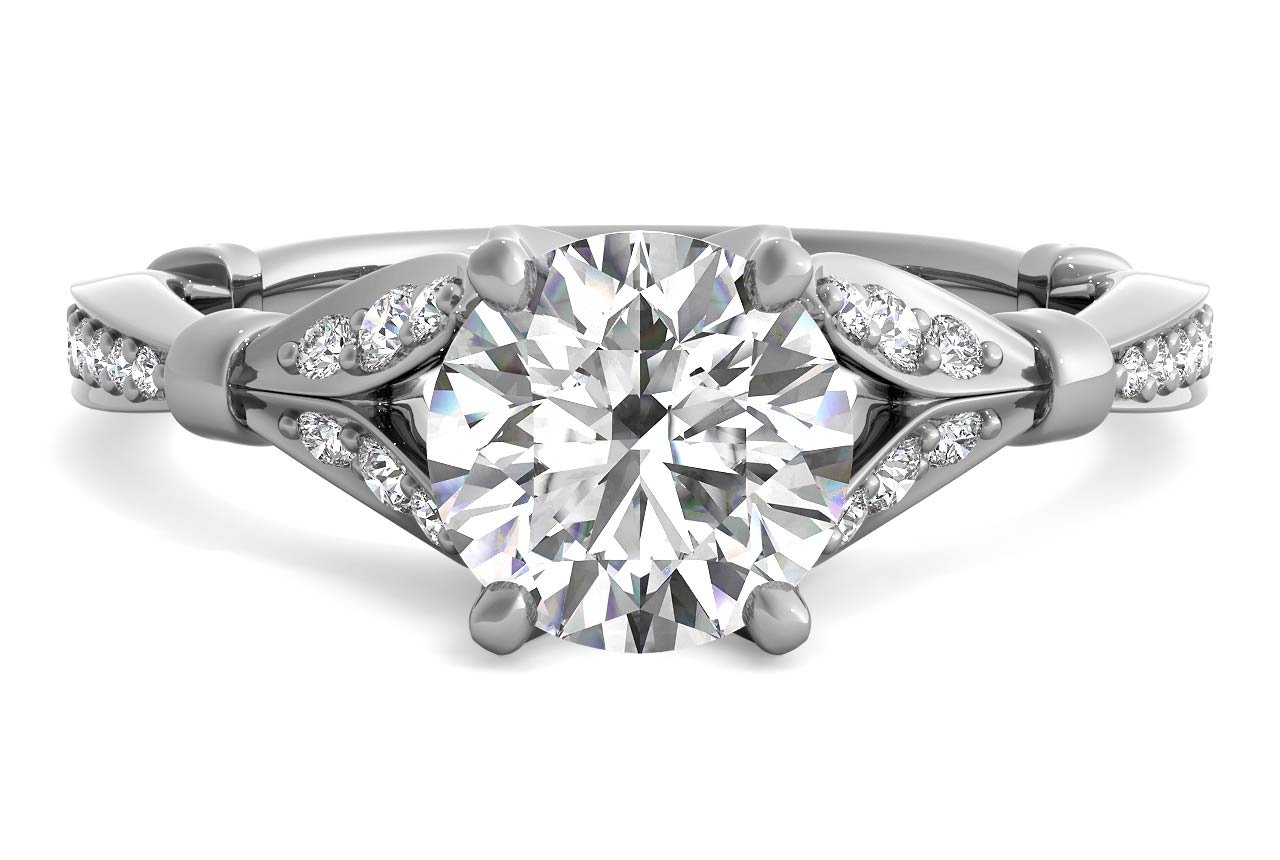 14kt White Gold/round/top