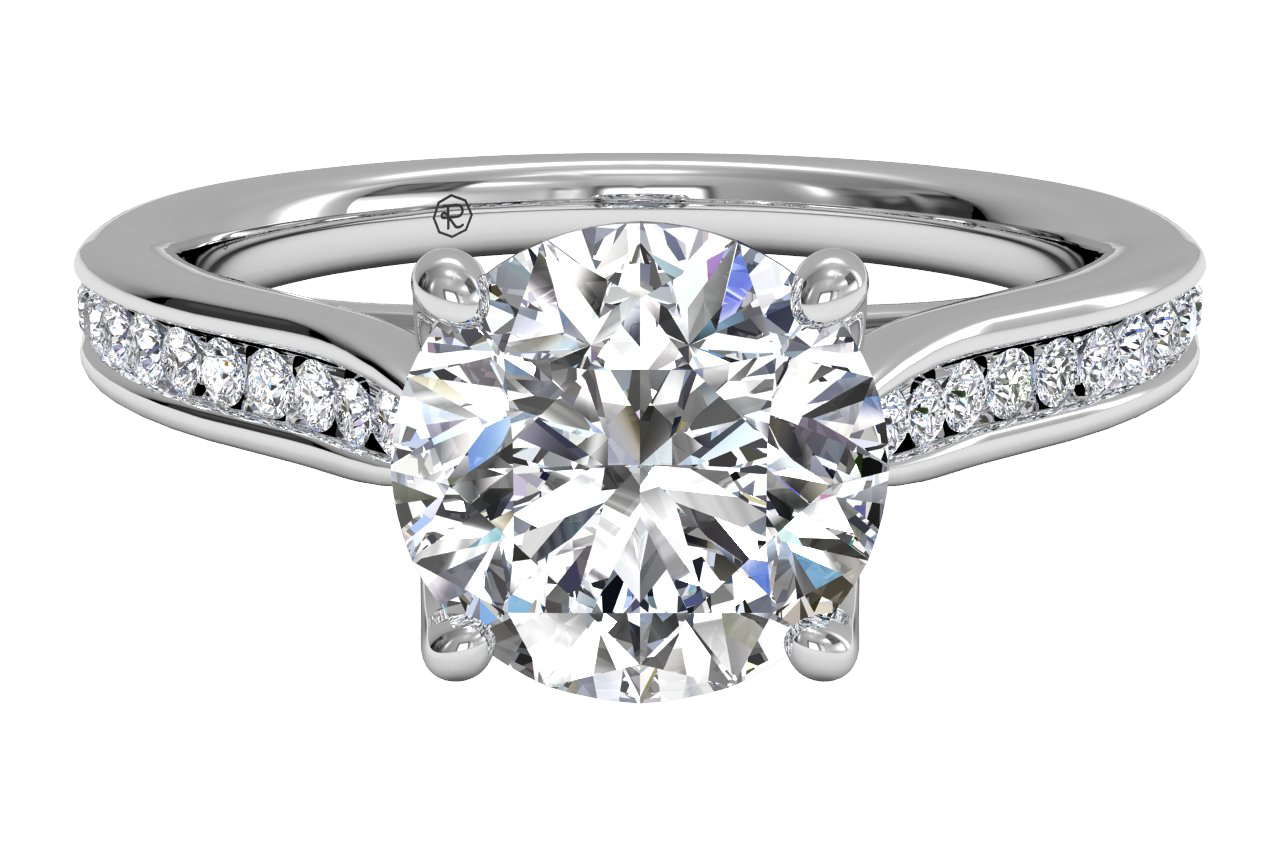 Channel Set Round & Baguette Diamond Ring in 14KT White Gold 2.40 ctw