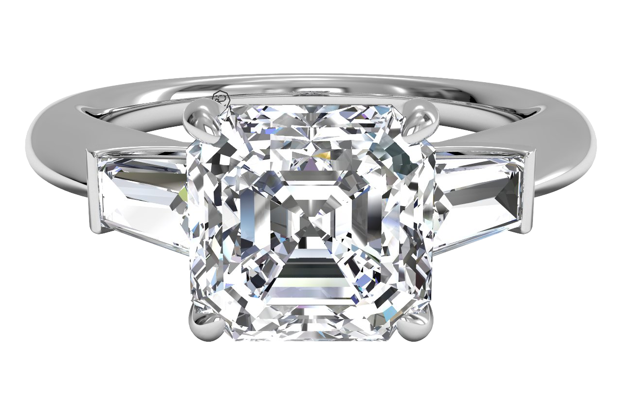 14kt White Gold/asscher/top
