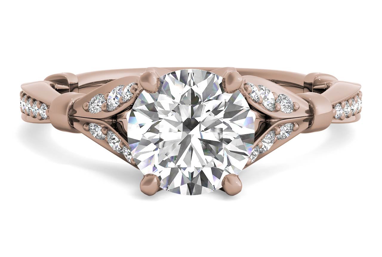 18kt Rose Gold/round/top