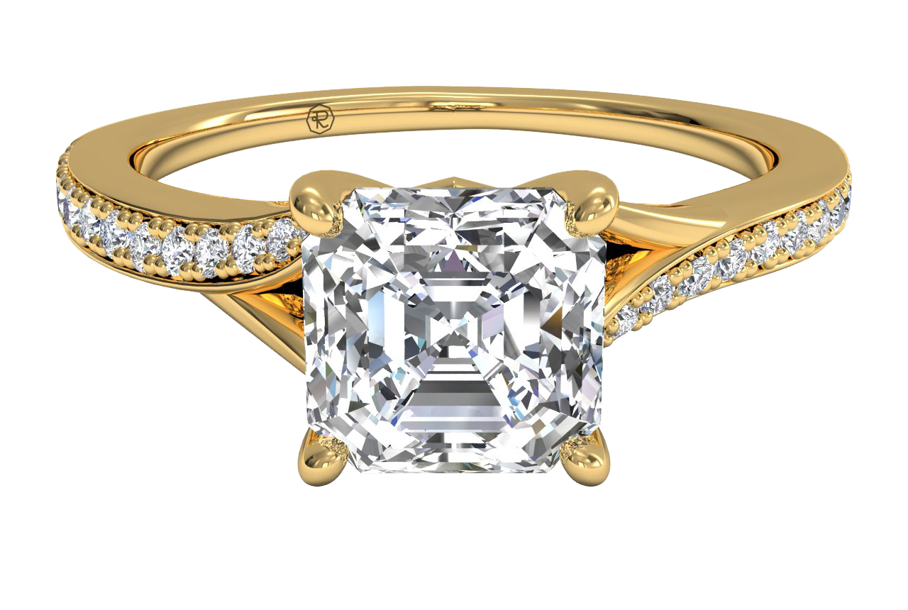 18kt Yellow Gold/asscher/top