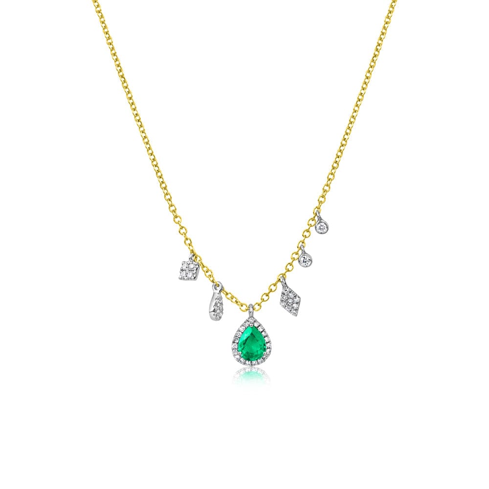 Meira T 14kt Gold 0.27 CTW Emerald & Diamond Charms Necklace