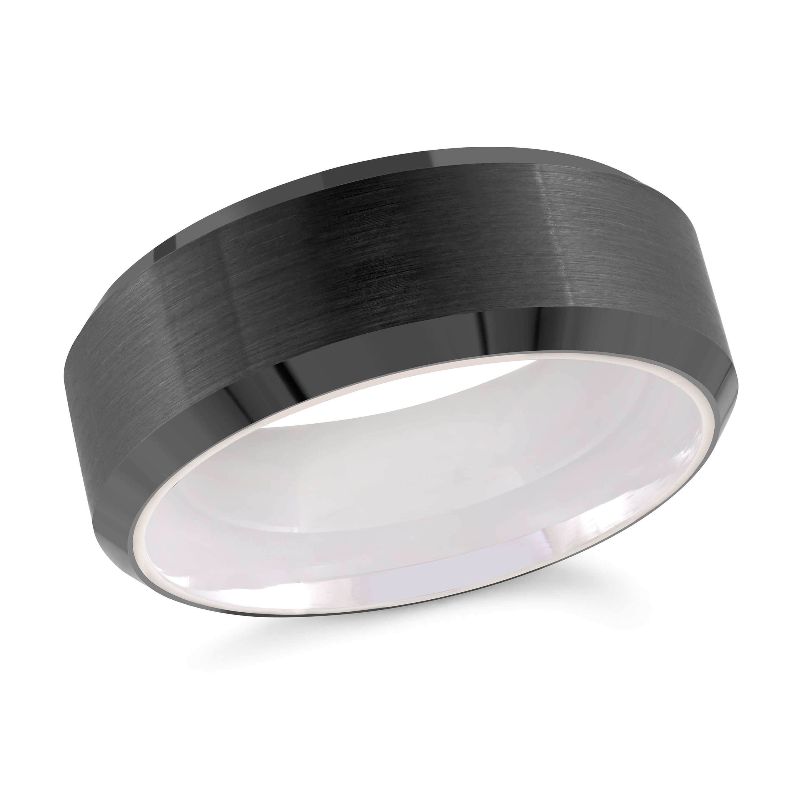 Men's 8mm White Tungsten Wedding Ring