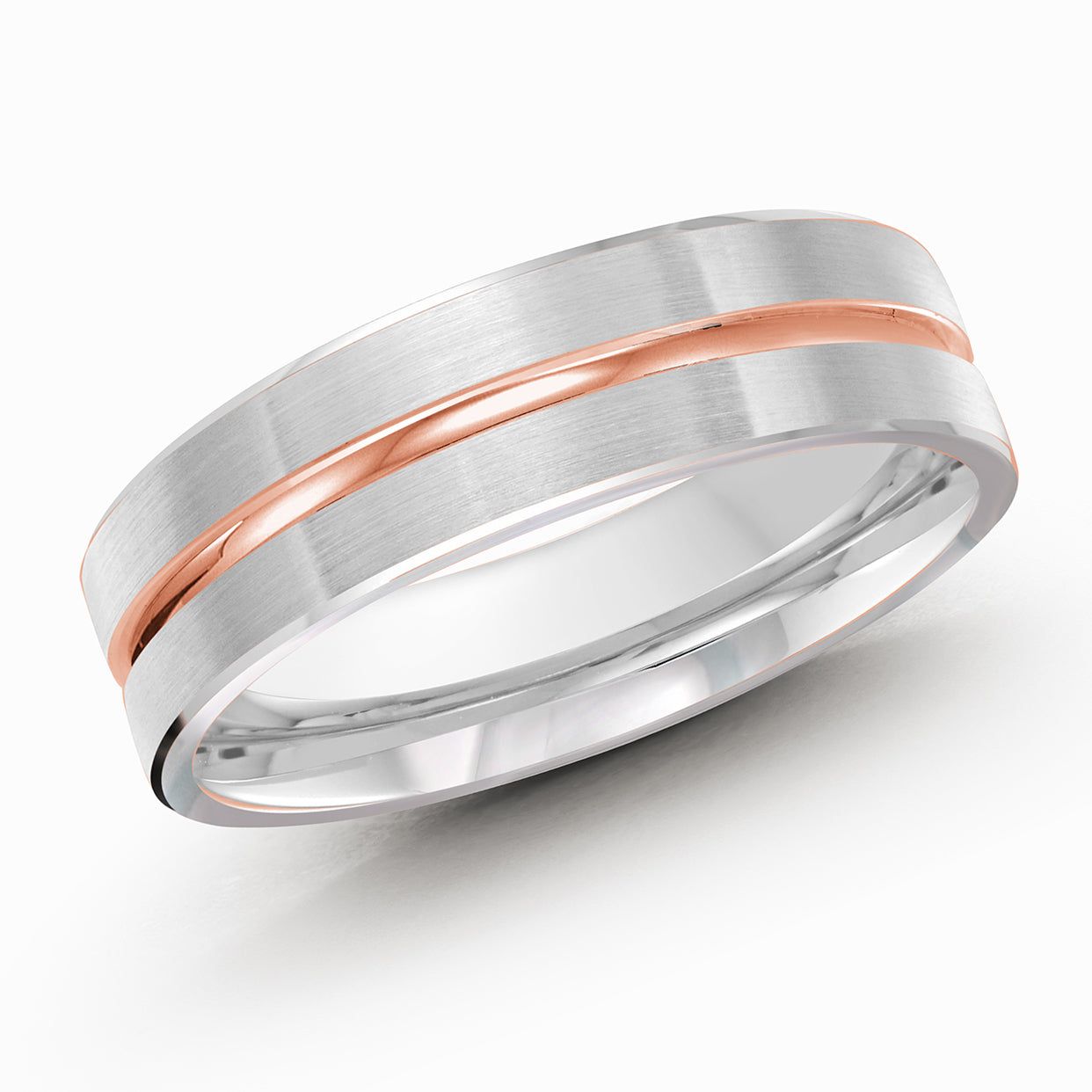 Men's 6mm Two-tone Satin-finish Inlay Wedding Ring