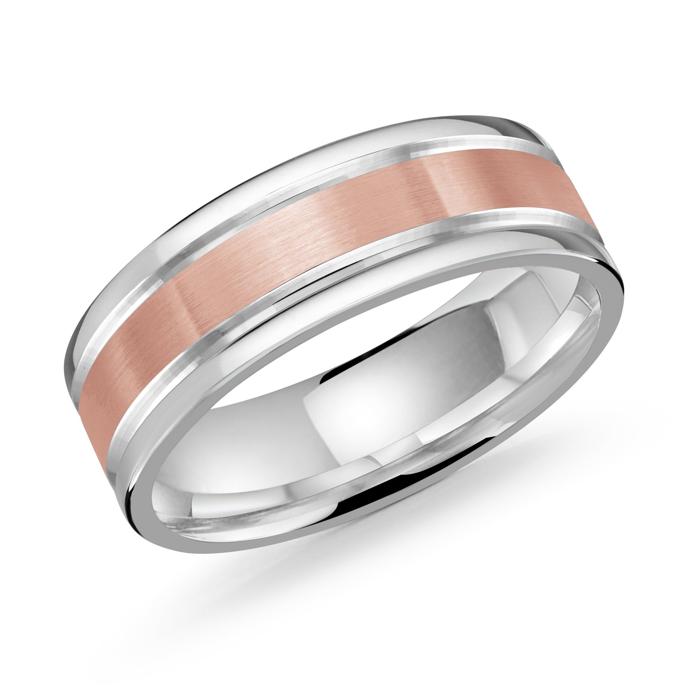 Men's 7mm Two-tone Brushed And Beveled Wedding Ring