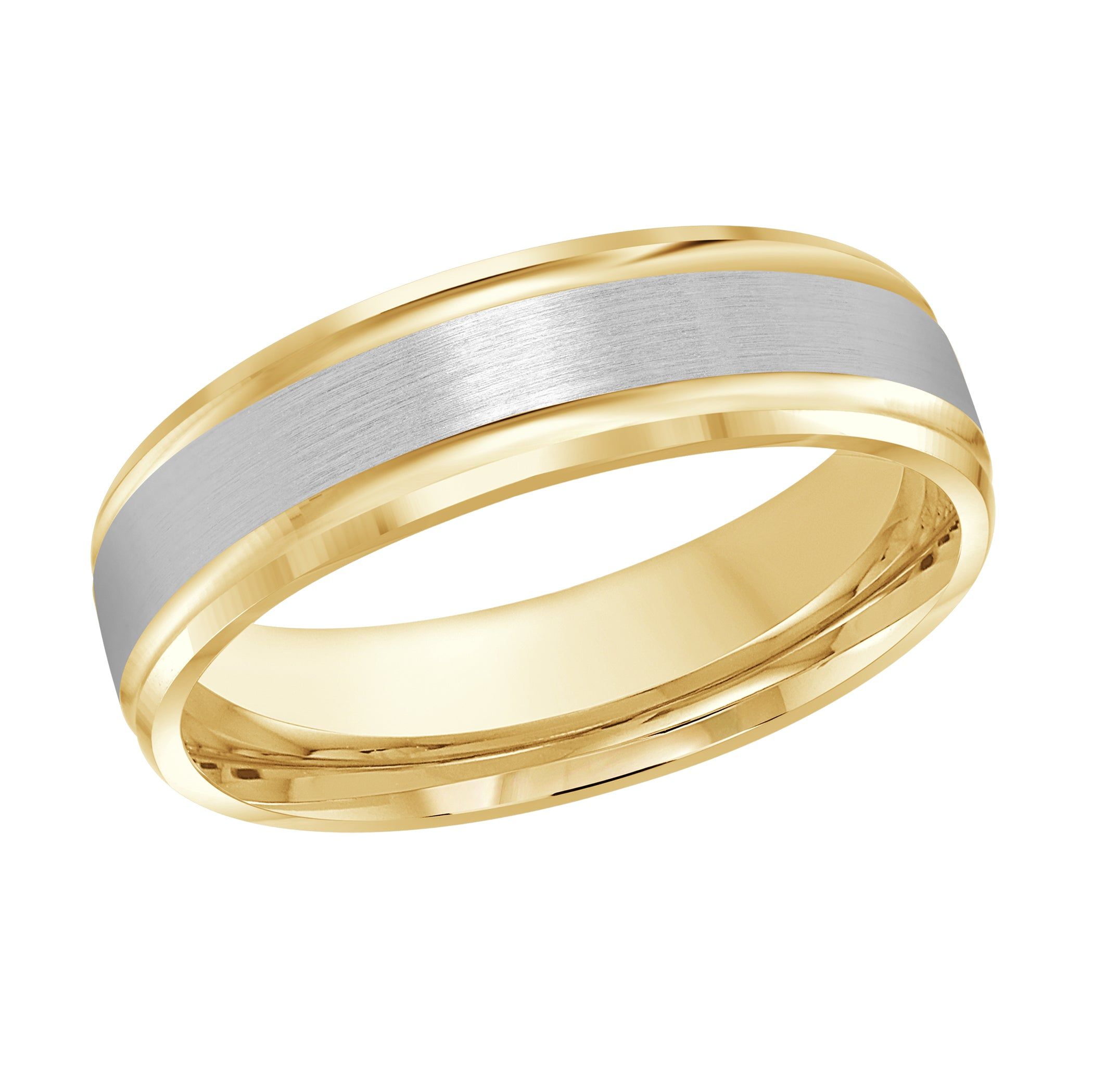 Men's 6mm Two-tone Satin-finish Beveled Edge Wedding Ring