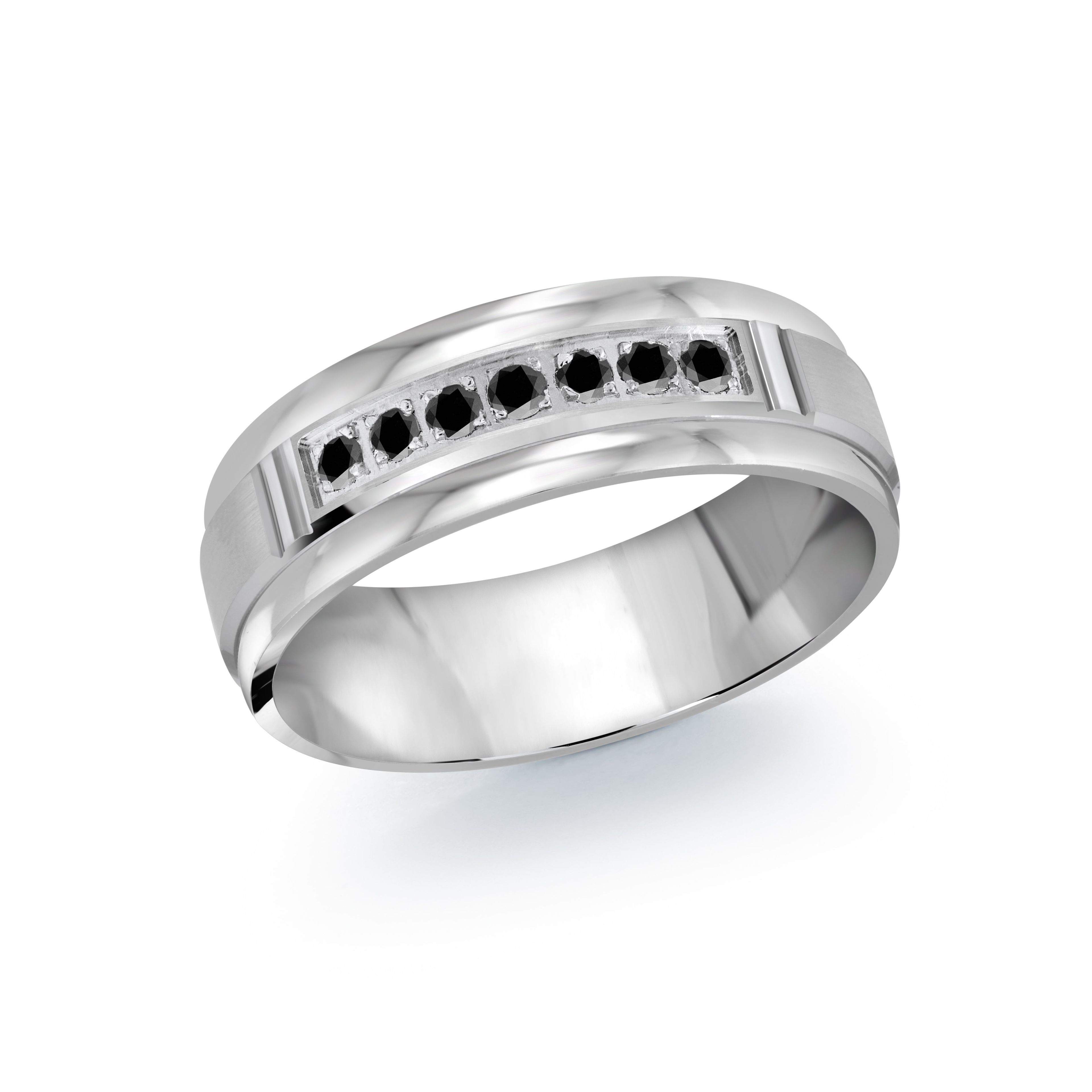 Men's 7mm 0.18 CTW Seven-Stone Black Diamond Wedding Ring