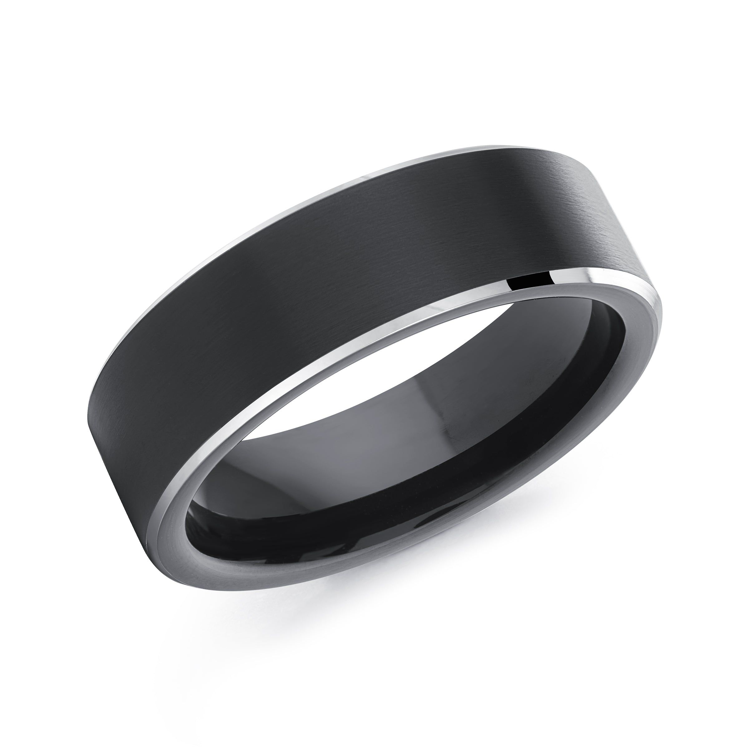 Men's 7mm Black & White Cobalt Wedding Ring